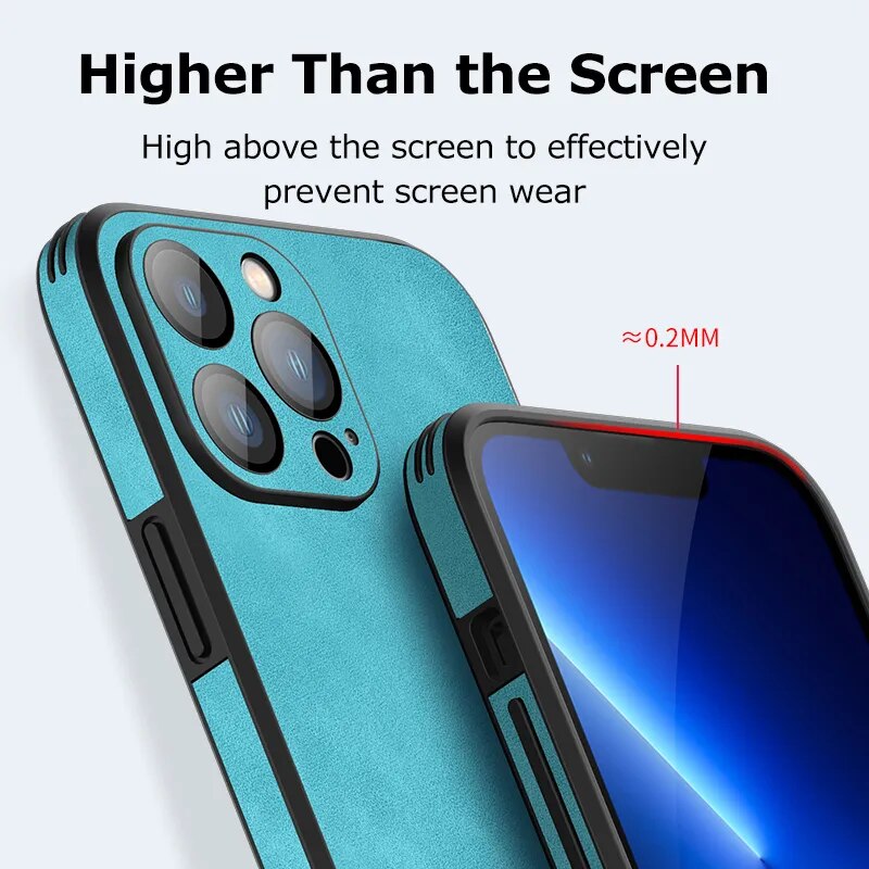 Soft Leather Phone Case For Iphone 12 13 14 Pro Max 14 Plus Lambskin Phone Cover For HUAWEI Mate 30 40 Pro 50 Pro With Lens Film