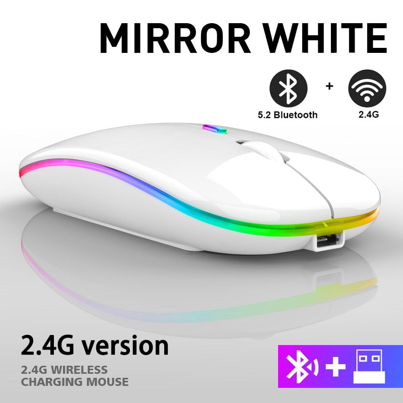 2.4G Wireless Mouse RGB Rechargeable Bluetooth Mice Wireless Computer Mause LED Backlit Ergonomic Gaming Mouse for Laptop PC