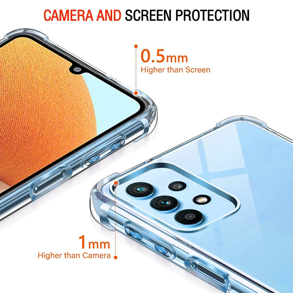 Luxury Shockproof Silicone Soft Case For Samsung Galaxy A73 A53 A33 A72 A52 A32 A22 A12 A71 A51 A31 A21s A70 A50 A40 Clear Cover