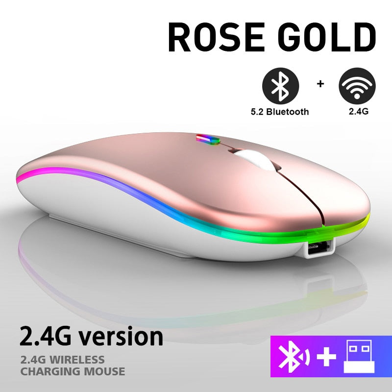 2.4G Wireless Mouse RGB Rechargeable Bluetooth Mice Wireless Computer Mause LED Backlit Ergonomic Gaming Mouse for Laptop PC