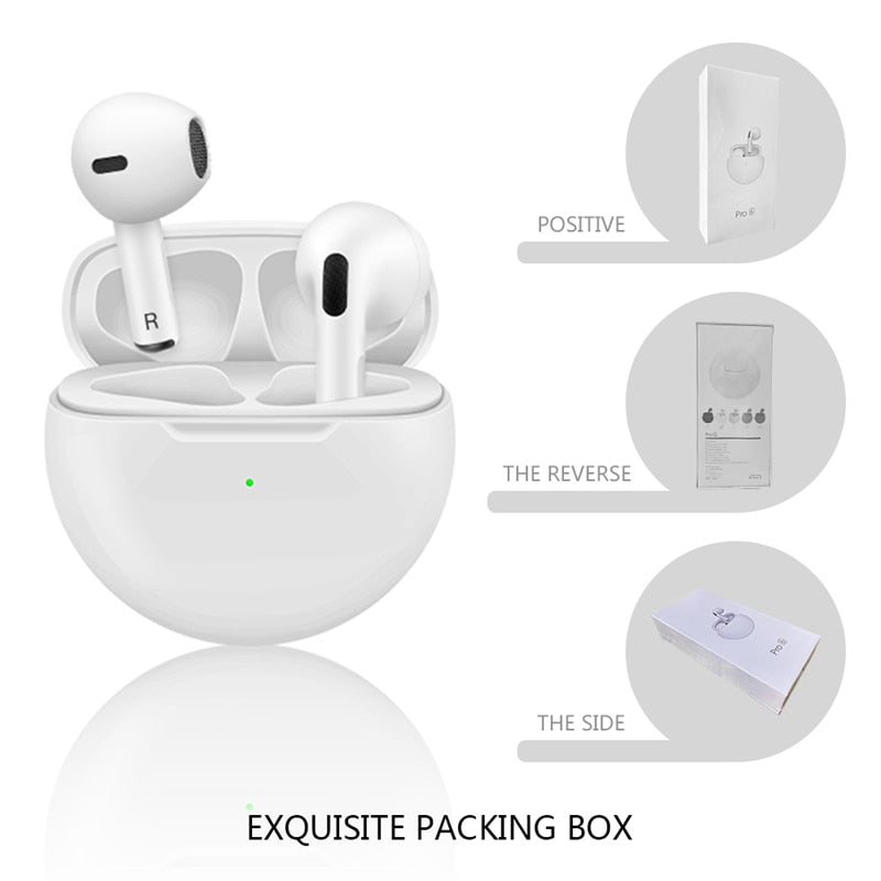 Original Pro6 TWS Touch Control Wireless Bluetooth 5.0 Headphones Sport Earbuds Music Headset For iphone Xiaomi phones Earphones