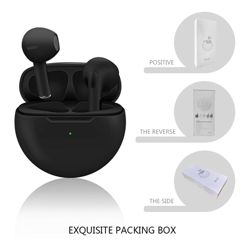 Original Pro6 TWS Touch Control Wireless Bluetooth 5.0 Headphones Sport Earbuds Music Headset For iphone Xiaomi phones Earphones