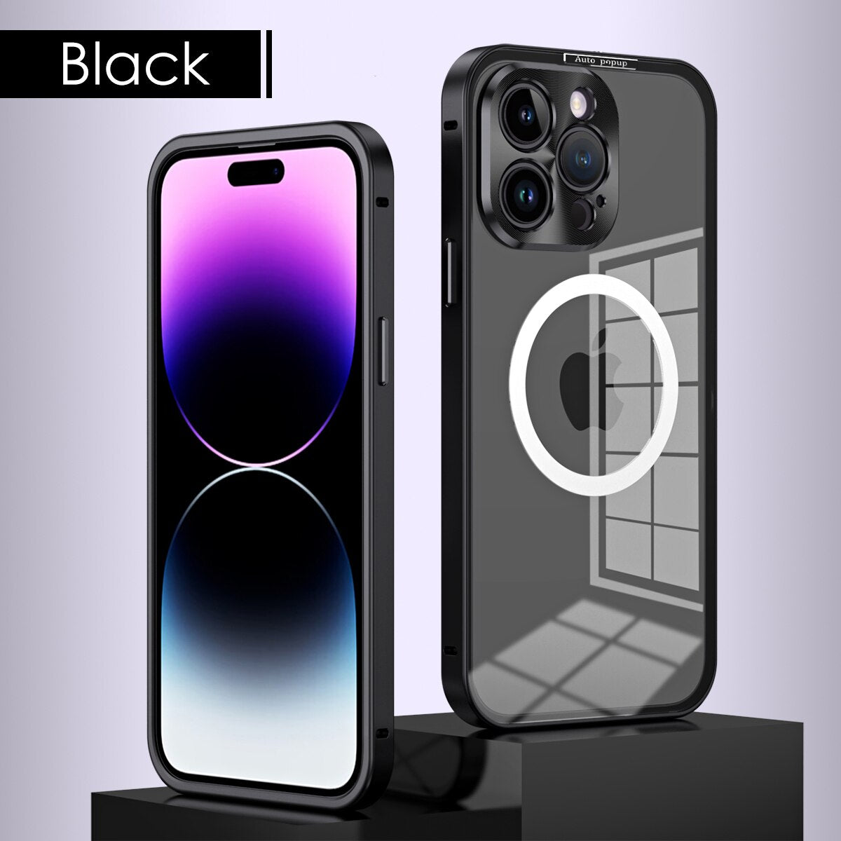 Luxury Metal Frame Phone Case for Iphone 14 13 12 Pro Max Plus Strong Magnetic Wireless Charging Backboard Buckle Protect Cover