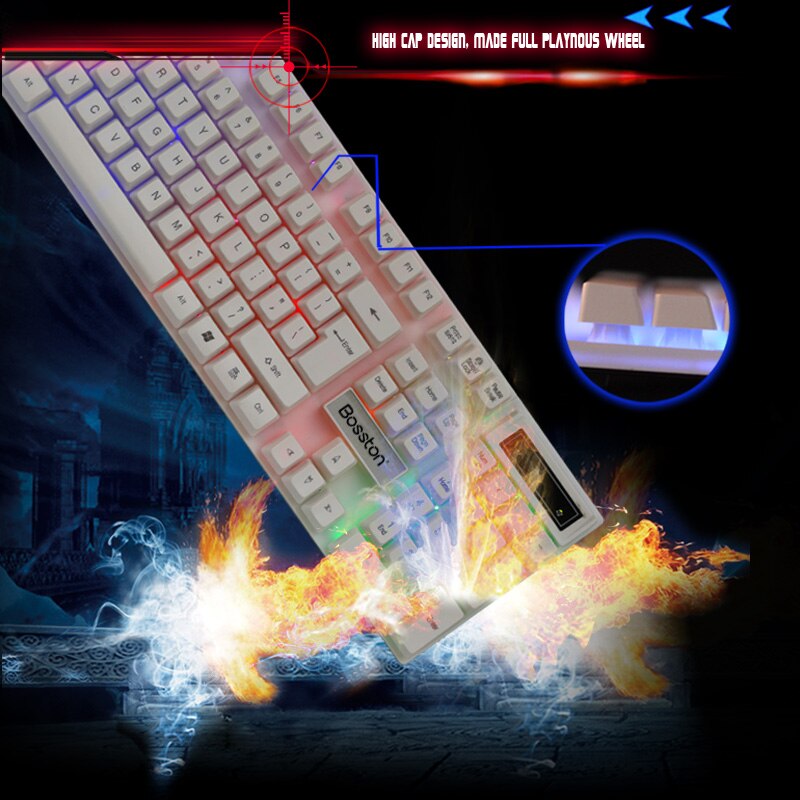 Bosston Brand Hot Sell 8310 Gaming Keyboard Mouse Combos Wired for Desktop Laptop Computer With Single Rainbow Backlit With Pack