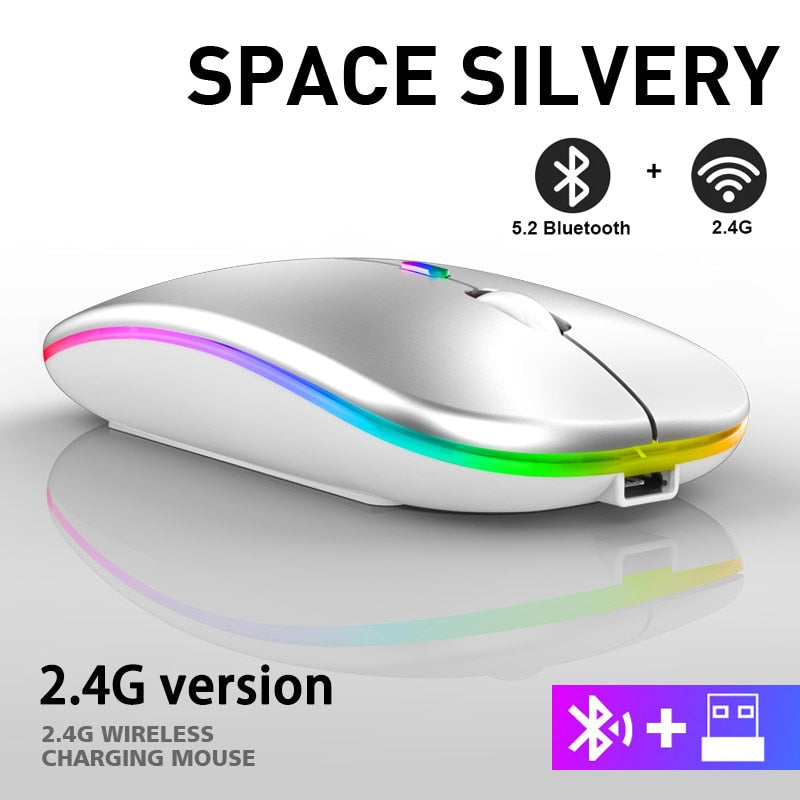 2.4G Wireless Mouse RGB Rechargeable Bluetooth Mice Wireless Computer Mause LED Backlit Ergonomic Gaming Mouse for Laptop PC