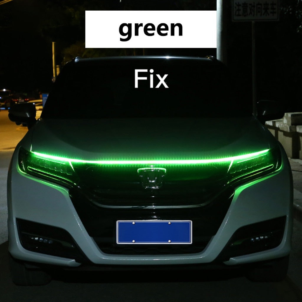 RXZ LED Daytime Running Light Scan Starting Car Hood Decorative Lights DRL Auto Engine Hood Guide Decorative Ambient Lamp 12V