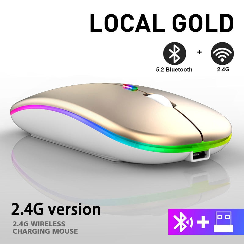 2.4G Wireless Mouse RGB Rechargeable Bluetooth Mice Wireless Computer Mause LED Backlit Ergonomic Gaming Mouse for Laptop PC