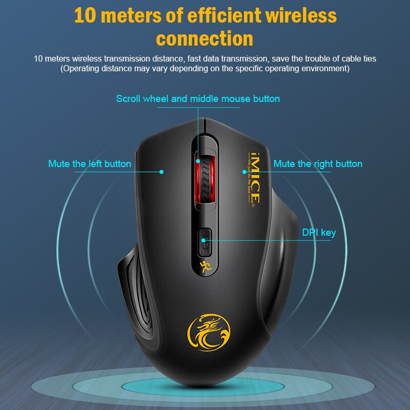 Wireless Silent Mouse Suitable For Business Office Laptop Esports Games 3 Speed Adjustable Wireless Silent Mouse