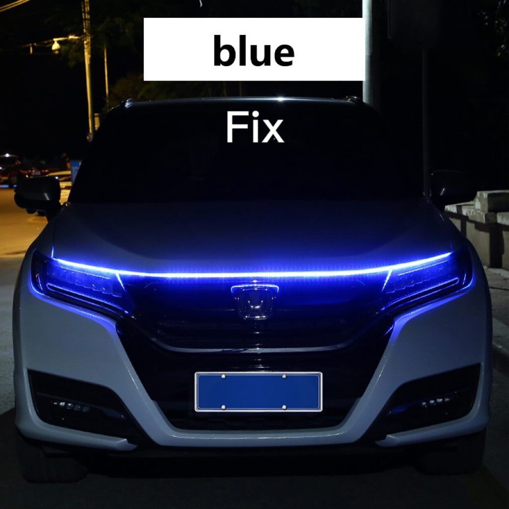 RXZ LED Daytime Running Light Scan Starting Car Hood Decorative Lights DRL Auto Engine Hood Guide Decorative Ambient Lamp 12V