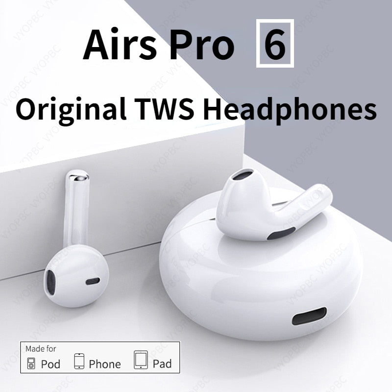 Original Pro6 TWS Touch Control Wireless Bluetooth 5.0 Headphones Sport Earbuds Music Headset For iphone Xiaomi phones Earphones