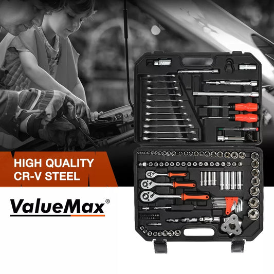 ValueMax Hand Tool Sets Car Repair Tool Kit Set Workshop 1/2&quot; 1/4&quot; DR Socket Set  Mechanical Tools Box for Home Screwdriver Kit